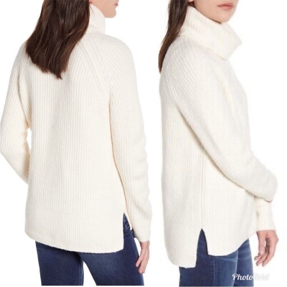 Madewell Mercer Turtleneck cozy knit Sweater Ivory off-white wool AF521 S